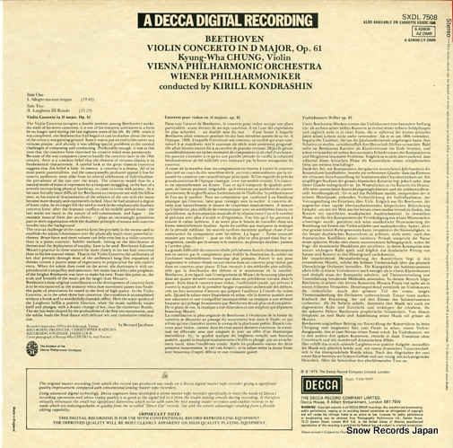CHUNG, KYUNG-WHA beethoven; violin concerto SXDL7508