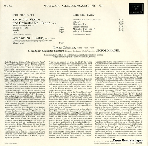 ZEHETMAIR, THOMAS mozart; violinkonzert nr.1 6.42537