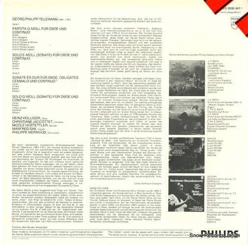 HOLLIGER, HEINZ telemann; werke fur oboe 9500441