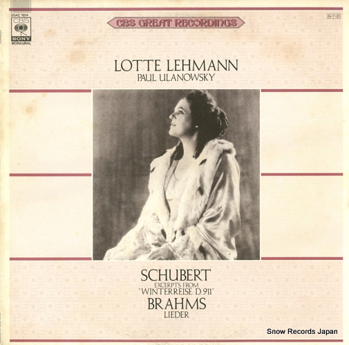 LEHMANN, LOTTE schubert; winterreise d.911 20AC1914