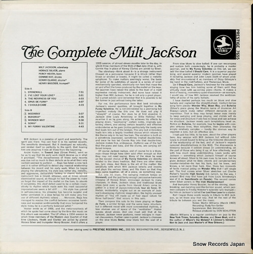 JACKSON, MILT the complete milt jackson with horace silver PRT-7655
