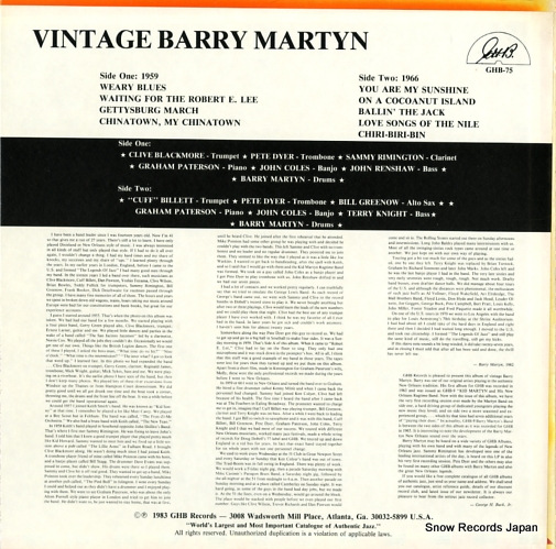 MARTYN, BARRY, JAZZ BAND vintage barry martyn GHB-75