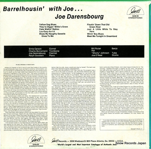 DARENSBOURG, JOE barrelhousin' with joe... GHB-90