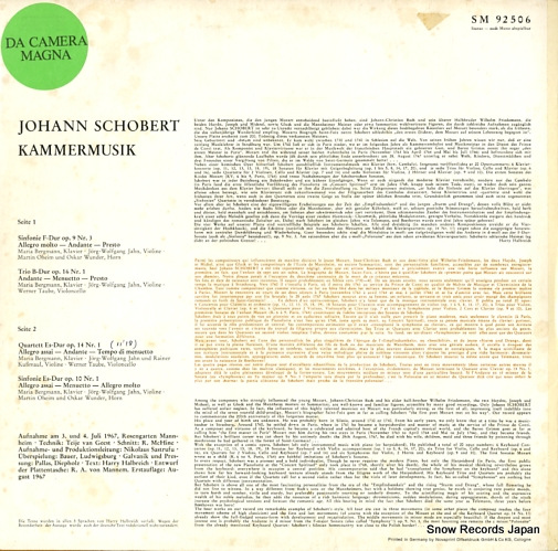 V/A schobert; sinfonies pour le clavecin seul SM92506