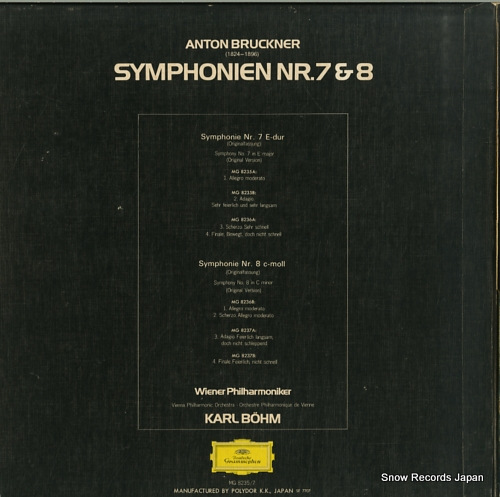 BOHM, KARL bruckner; symphonien nr.7 & 8 MG8235