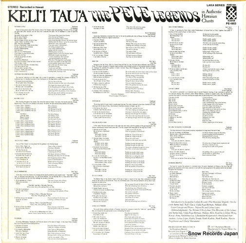 TAU'A, KELI'I the pele legends in authentic hawaiian chants PS4903