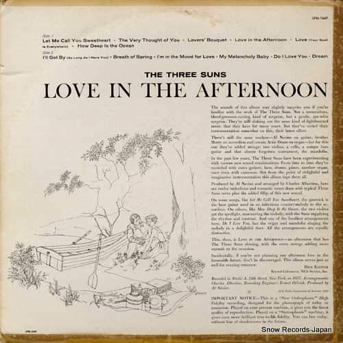 THREE SUNS, THE love in the afternoon LPM-1669