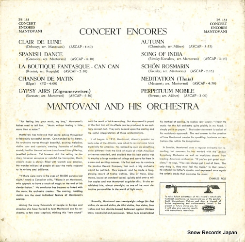MANTOVANI concert encores PS133