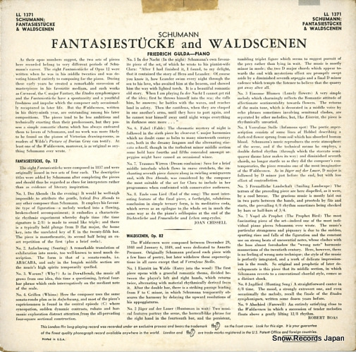 GULDA, FRIEDRICH schumann; waldscenen op.82 LL1371