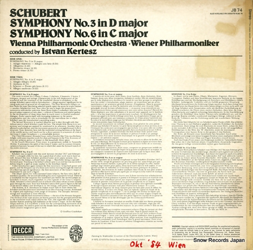 KERTESZ, ISTVAN schubert; symphony no.3/no.6 JB74