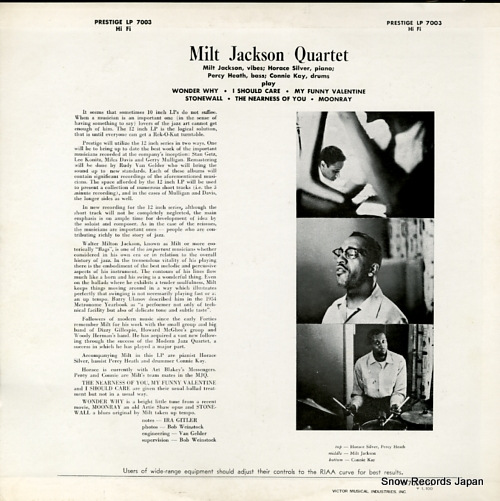 JACKSON, MILT milt jackson quartet PJ-7003-01
