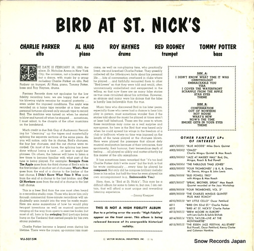 PARKER, CHARLIE bird at st.nick's VIJ-5015M