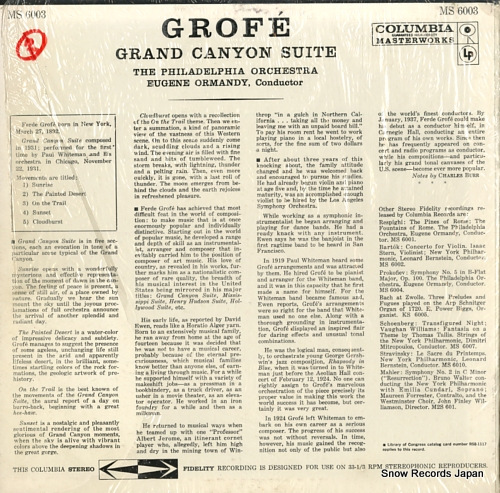 ORMANDY, EUGENE grofe; grand canyon suite MS6003