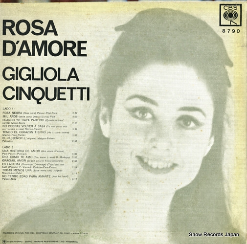CINQUETTI, GIGLIOLA rosa d'amore CBS8790