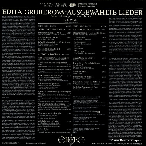 GRUBEROVA, EDITA brahms / dvorak / strauss; lieder S066831A