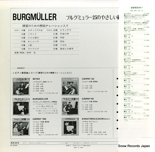 TAMURA, HIROSHI burgmuller 25 no yasashi renshukyoku 2 ELS-3374