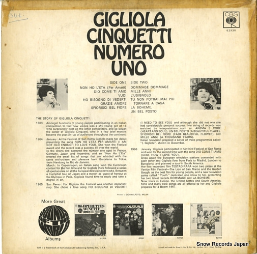 CINQUETTI, GIGLIOLA numero uno 62938