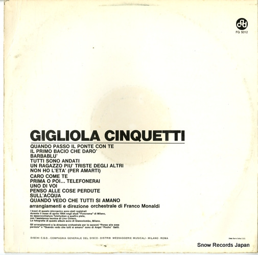 CINQUETTI, GIGLIOLA giglioa cinquetti FG5012