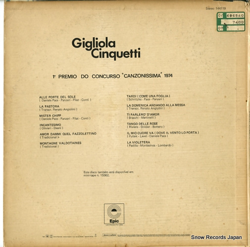 CINQUETTI, GIGLIOLA 1 premio do concurso 