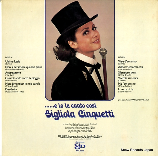 CINQUETTI, GIGLIOLA ...e io le canto cosi' FGL5094