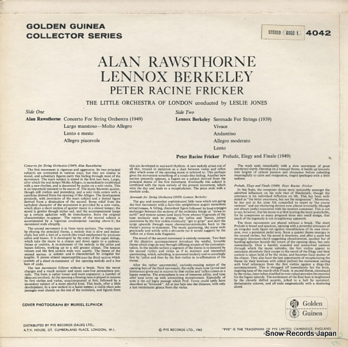 JONES, LESLIE rawsthorne; concerto for string orchestra GSGC14042