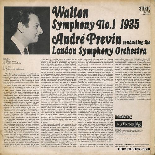 PREVIN, ANDRE walton; symphony no.1 SB-6691/RB.6691