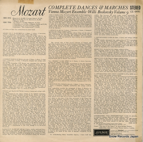 BOSKOVSKY, WILLI mozart; complete dances & marches volume 9 CS6491