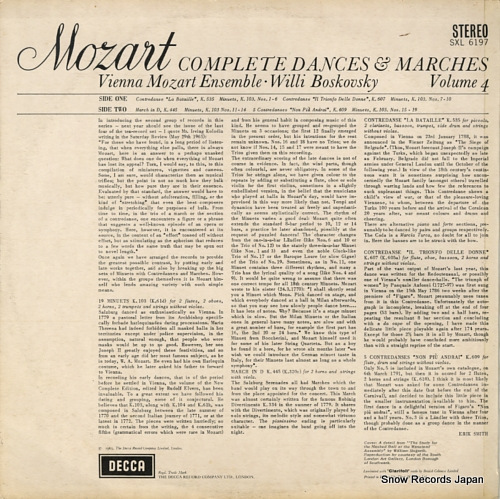 BOSKOVSKY, WILLI mozart; complete dances & marches volume 4 SXL6197