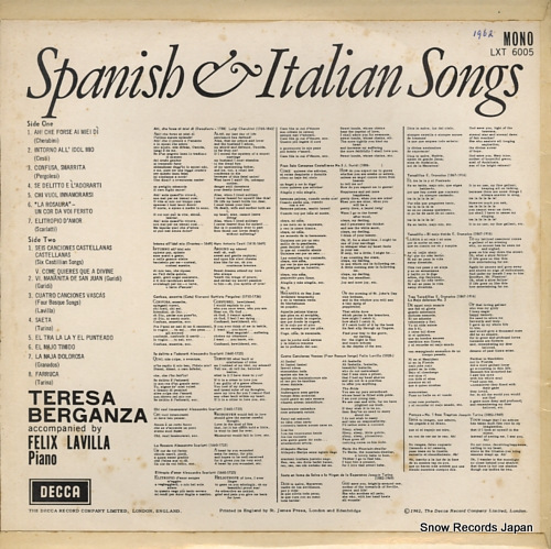 ƥ쥵٥륬 spanish & italian songs LXT6005