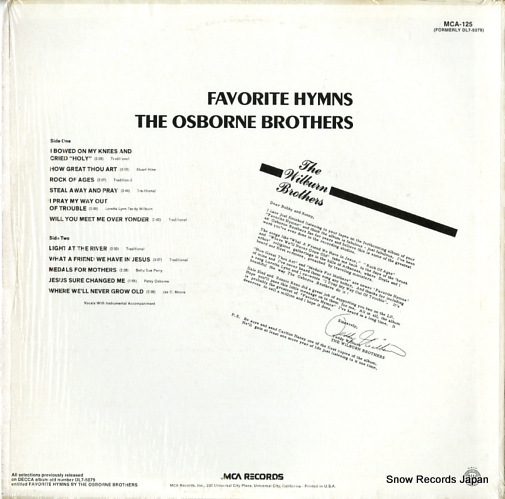 OSBORNE BROTHERS, THE favorite hymns MCA-125