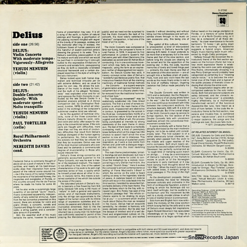 MENUHIN, YEHUDI delius; violin concerto S-37262