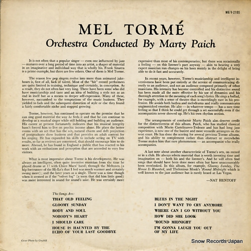 TORME, MEL torme MGV-2105 / V6-2105