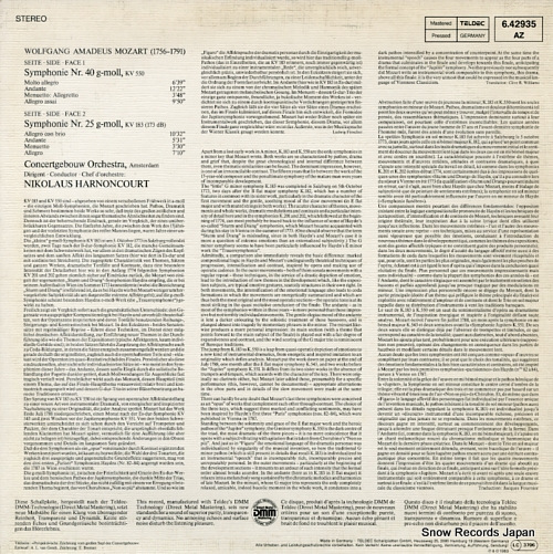 HARNONCOURT, NIKOLAUS mozart; symphonies no.40 & 25 6.42935AZ