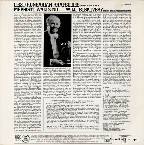 BOSKOVSKY, WILLI liszt; hungarian rhapsodies (album 2 - nos.2, 3 & 5) S537278