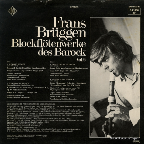 BRUGGEN, FRANS blockfloten werke des barock vol.2 6.41360AF