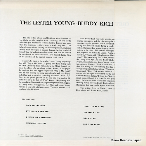 YOUNG, LESTER the lester young - buddy rich trio MV2041