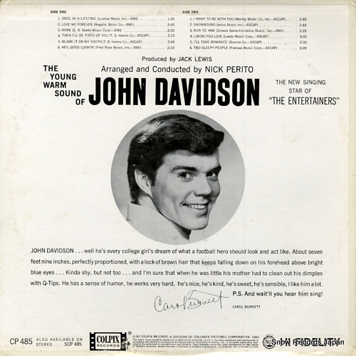 DAVIDSON, JOHN the young warm sound of john davidson CP485