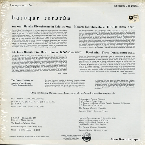 BAROQUE CHAMBER ENSEMBLE, THE haydn; divertiment in e flat 