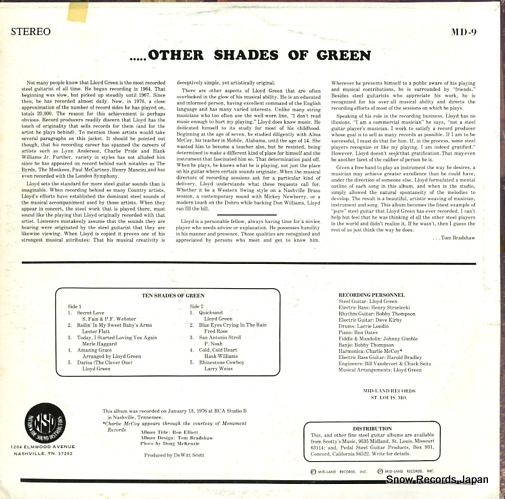 GREEN, LLOYD ten shades of green MD-9