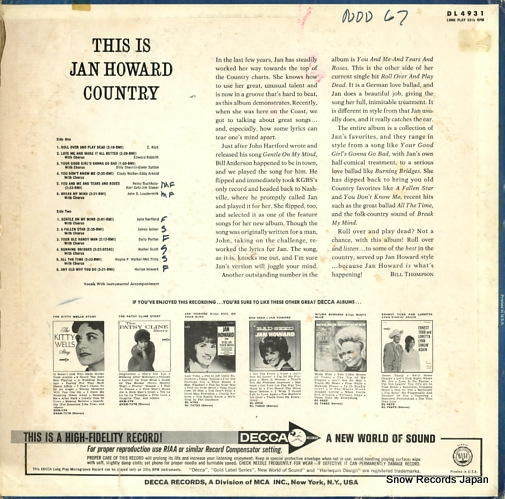 HOWARD, JAN this is jan howard country DL4931