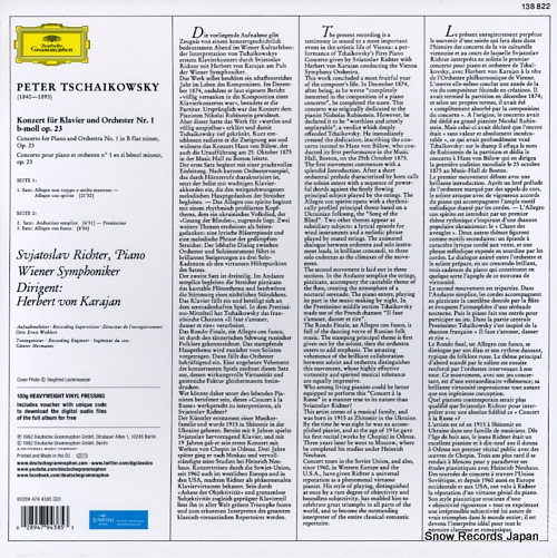 RICHTER, SVJATOSLAV tchaikovsky; klavierkonzert nr.1 b-moll 138822