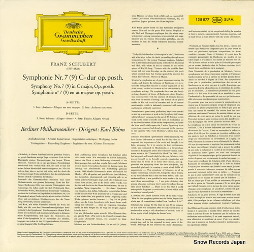 BOHM, KARL schubert; symphonie nr.7(9) op. posth. SLPM138877