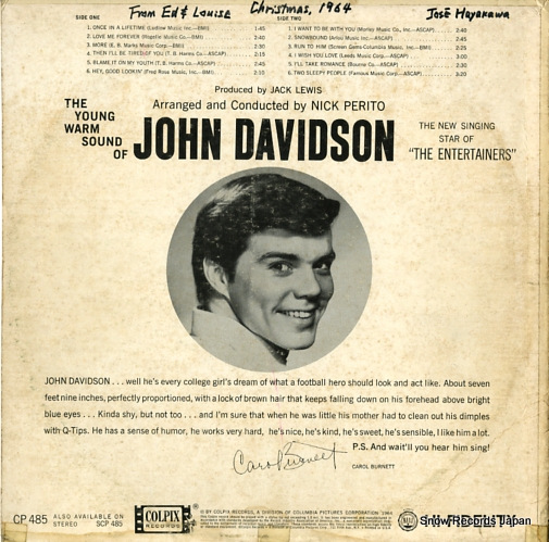 DAVIDSON, JOHN the young warm sound of john davidson CP485