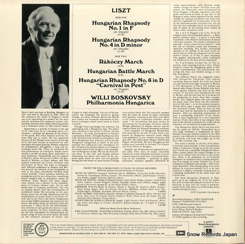 BOSKOVSKY, WILLI liszt; three hungarian rhapsodies S537277