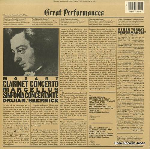 SZELL, GEORGE mozart; clarinet concerto / sinfonia concertante MY37810