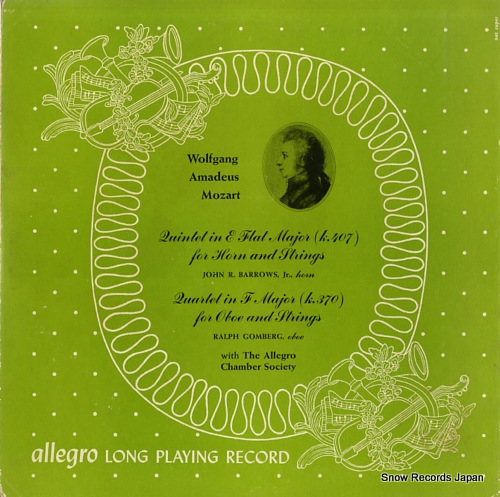 BARROWS, JOHN mozart; quintet in e flat (k.407) for horn and strings AL62