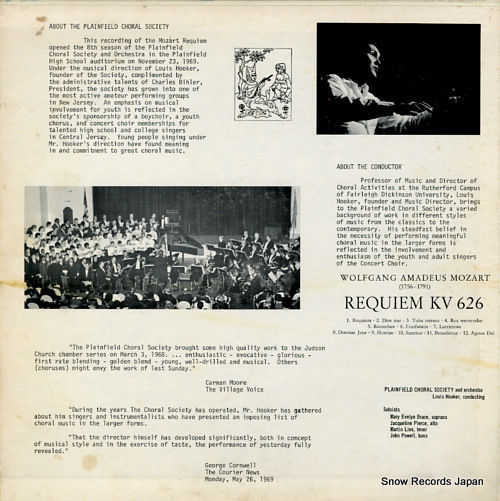 HOOKER, LOUIS mozart; requiem PL112369