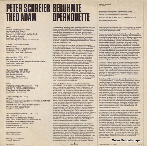 SCHREIER, PETER, AND THEO ADAM beruhmte opernduette 826334