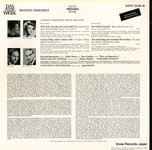 CONCERTO AMSTERDAM bach; cantatas SAWT9489-B