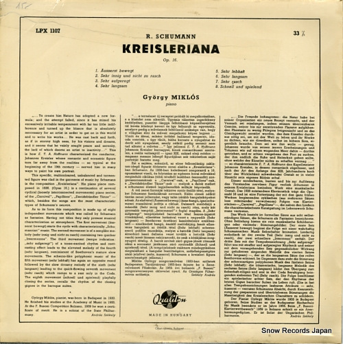 MIKLOS, GYORGY schumann; kreisleriana LPX1107